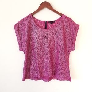 Material Girl Lace silver/purple crop top So CUTE!